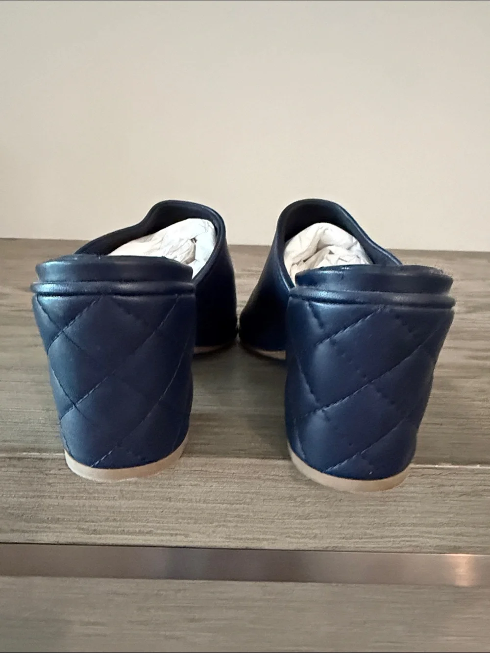 Chanel Navy Blue Quilted leather mule sandal